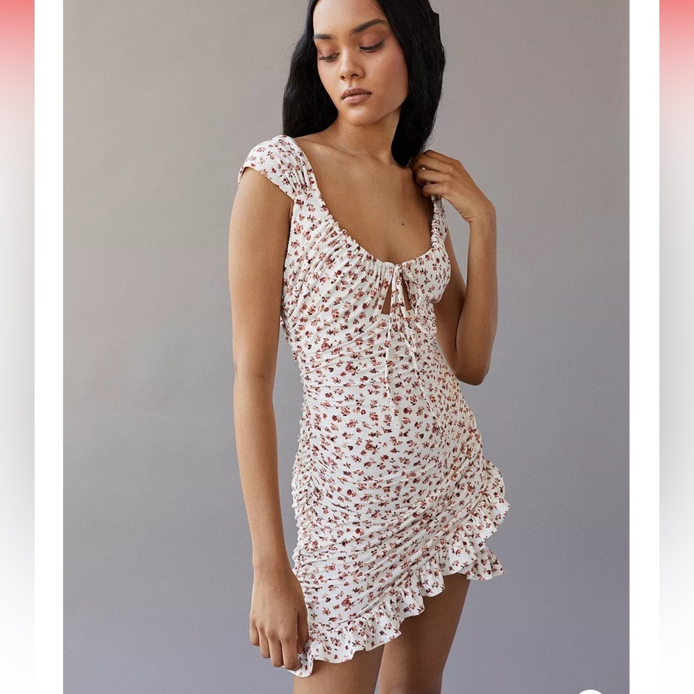 Urban Outfitters White and Red Floral Mini Dress